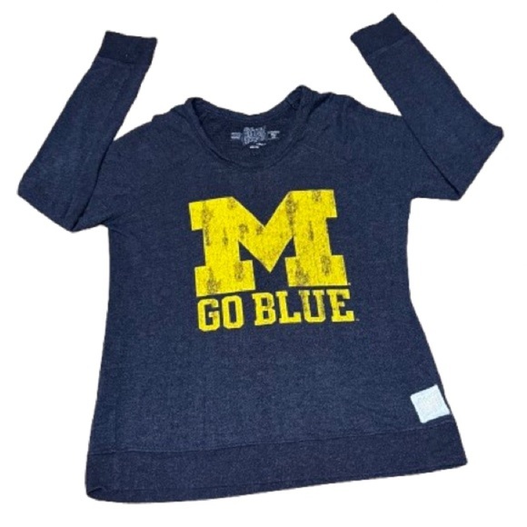 👕🏈 University of Michigan Maize Blue Retro Brand Crewneck | Women’s S Oversized - Picture 1 of 4